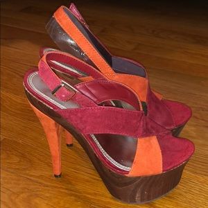 Red & Orange Sling Back Heel